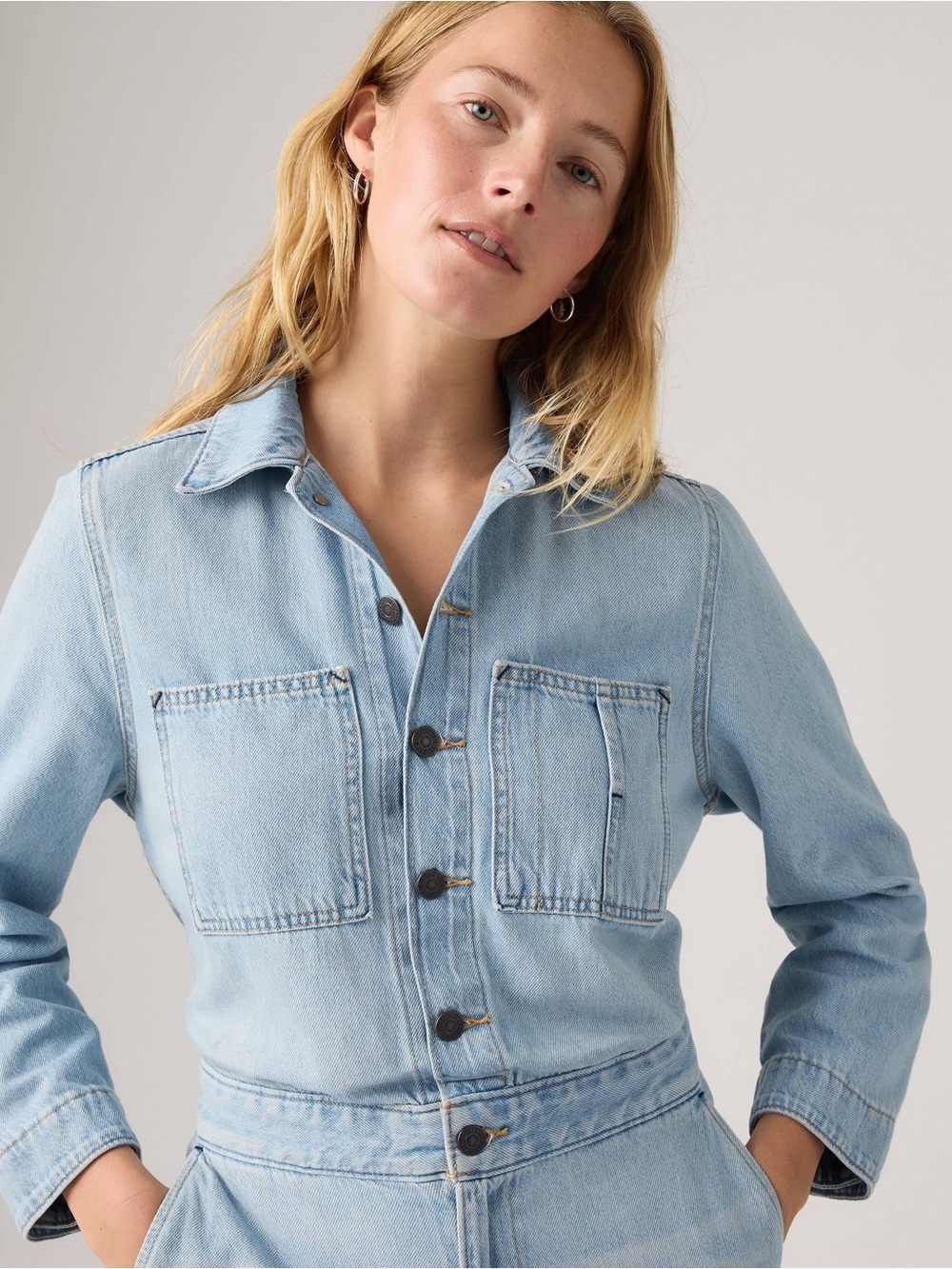 Levi's Iconic Light Blue Denim Women's Overalls Jumpsuit style number A5930-0006